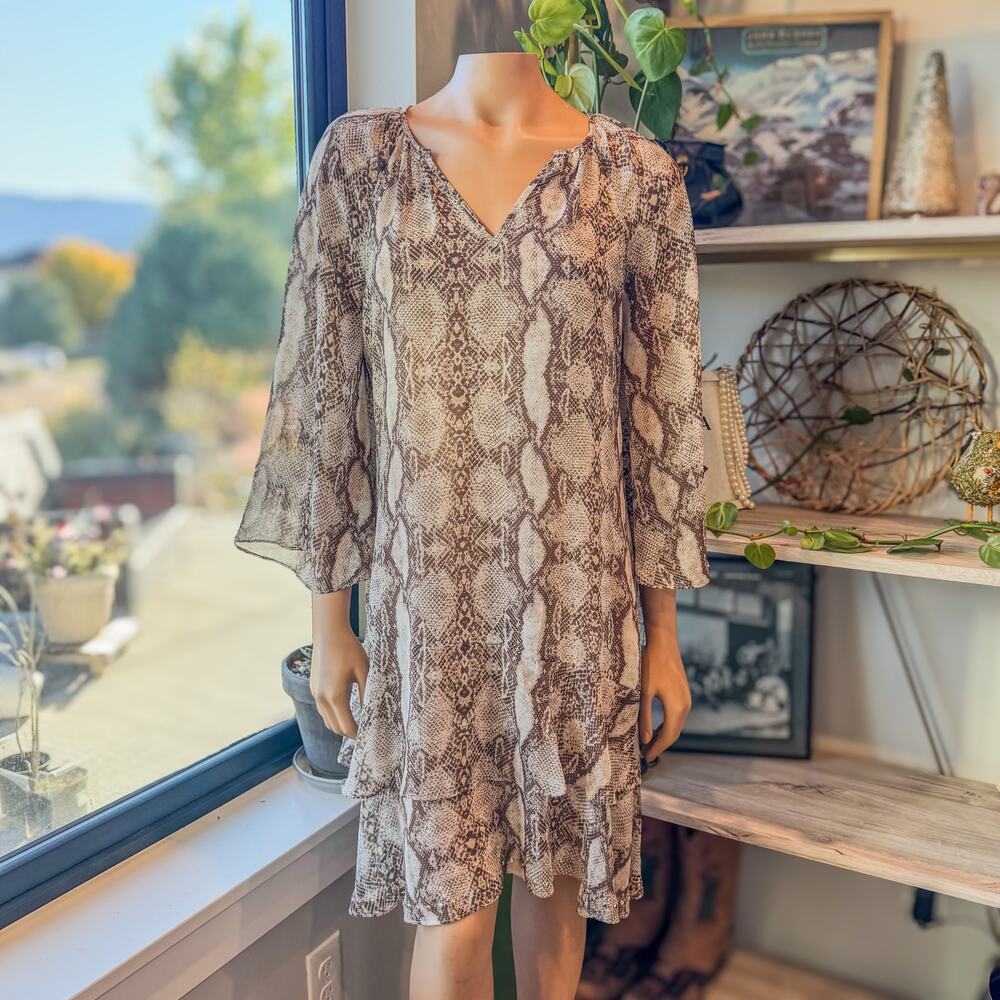 White House Black Market, Python Print Ruffled He… - image 8